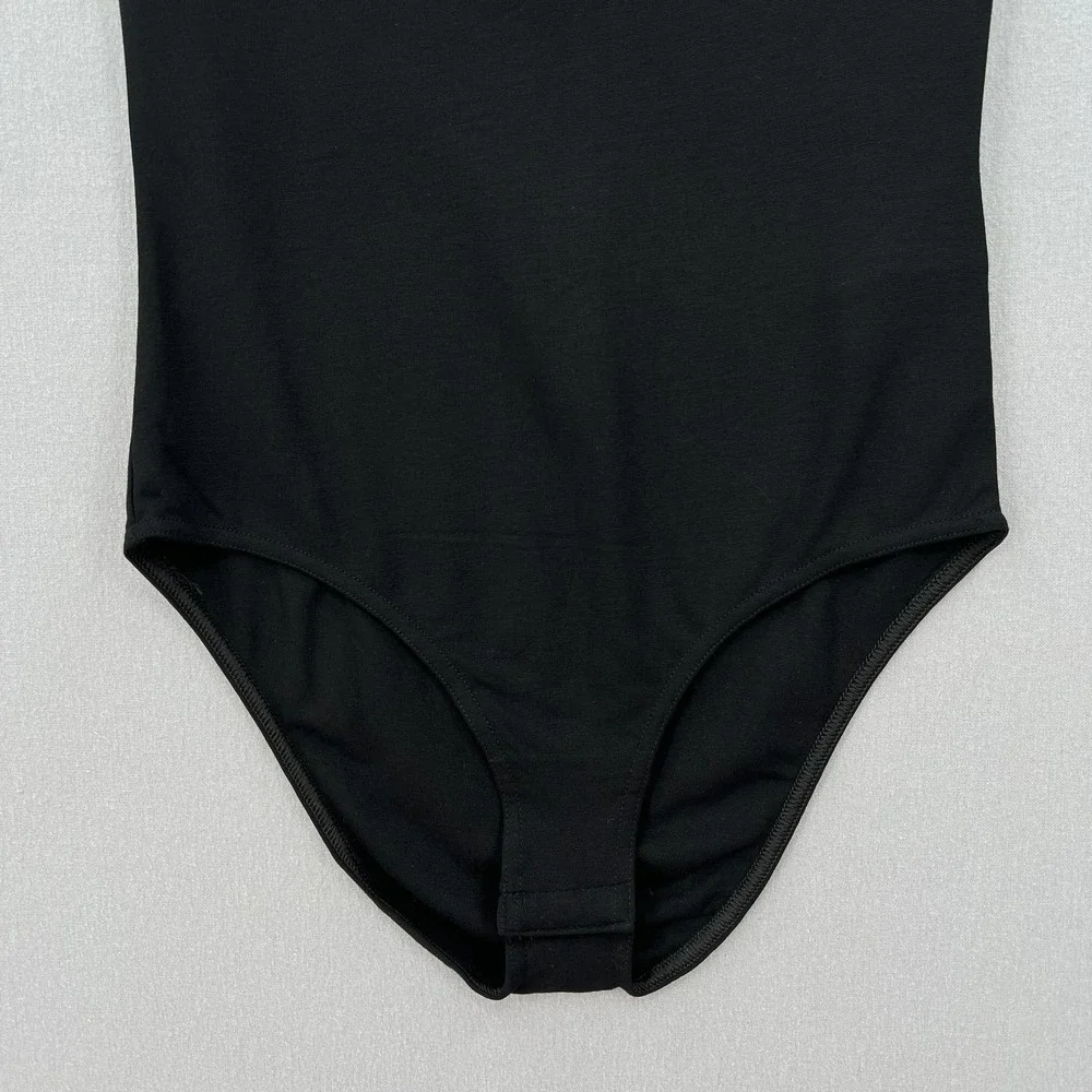MAJE Off the Shoulder Bodysuit Womens 1 Small Black Double V-neck Short Sleeve - Picture 6 of 15